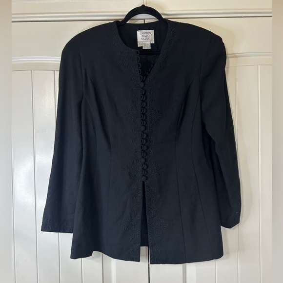 Whimsigoth Carmen Marc Valvo Vintage Embroidered Black Jacket. Size 12. - Picture 11 of 11